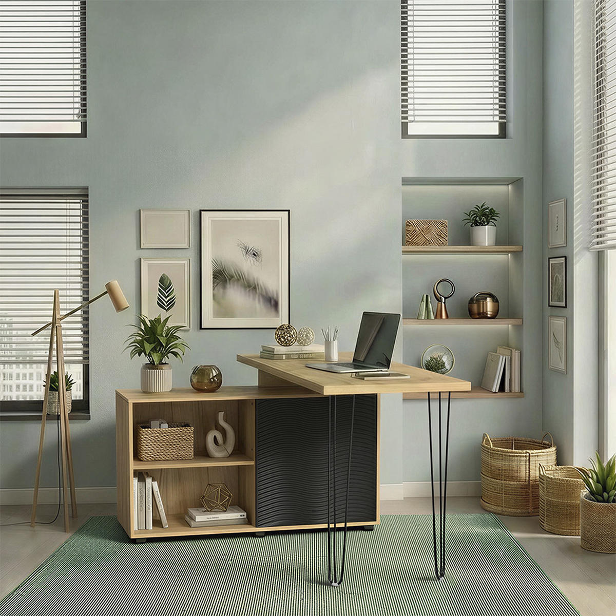 ROHOVÝ PSACÍ STŮL Notivo Černá - černá, kompozitní dřevo (55/135/77cm) - Vicco