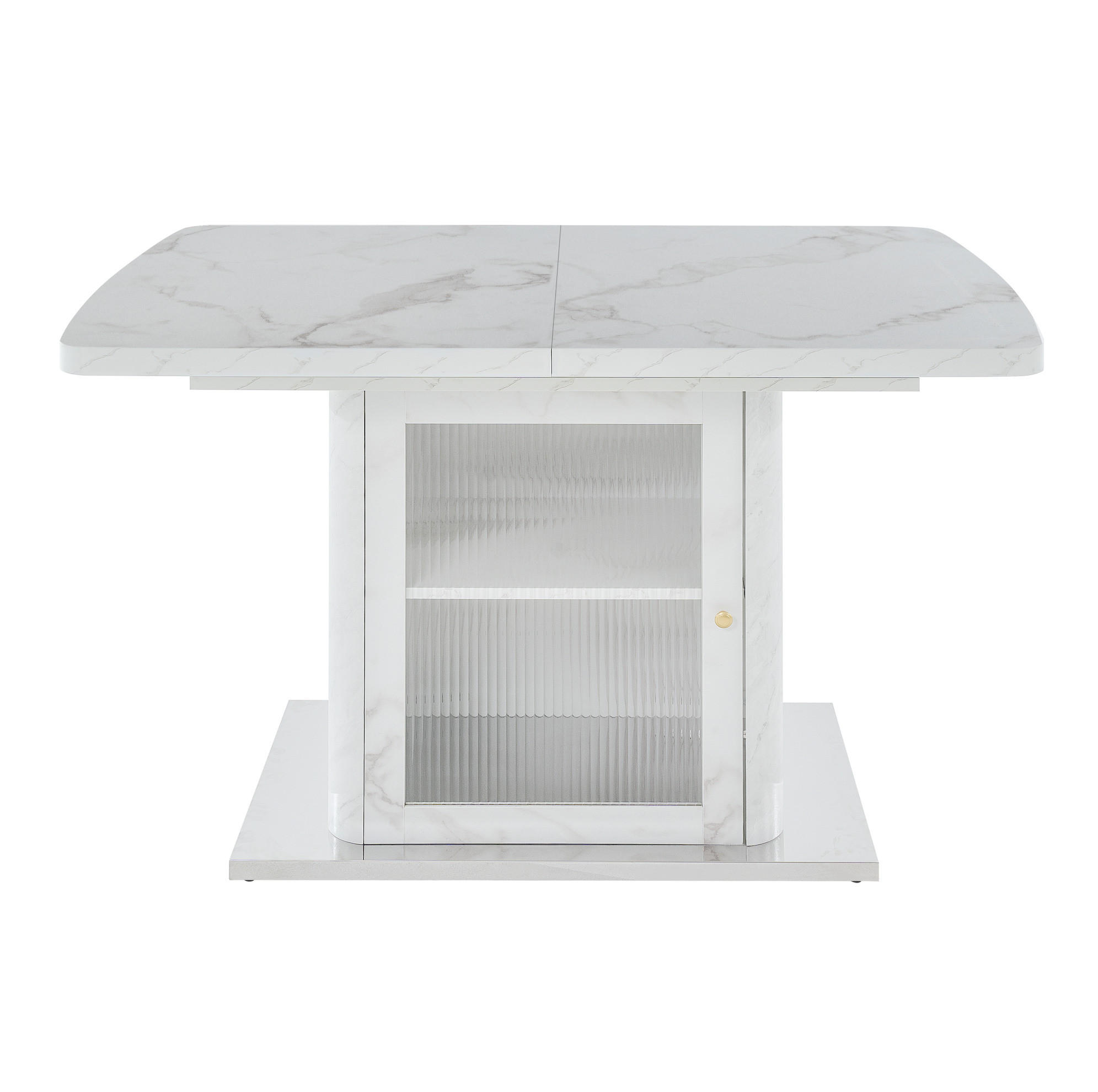 ESSTISCH 160/80/76 cm Weiß mit ausziehbarer Funktion und Stauraum - Weiß, Glas (160/80/76cm) - OKWISH