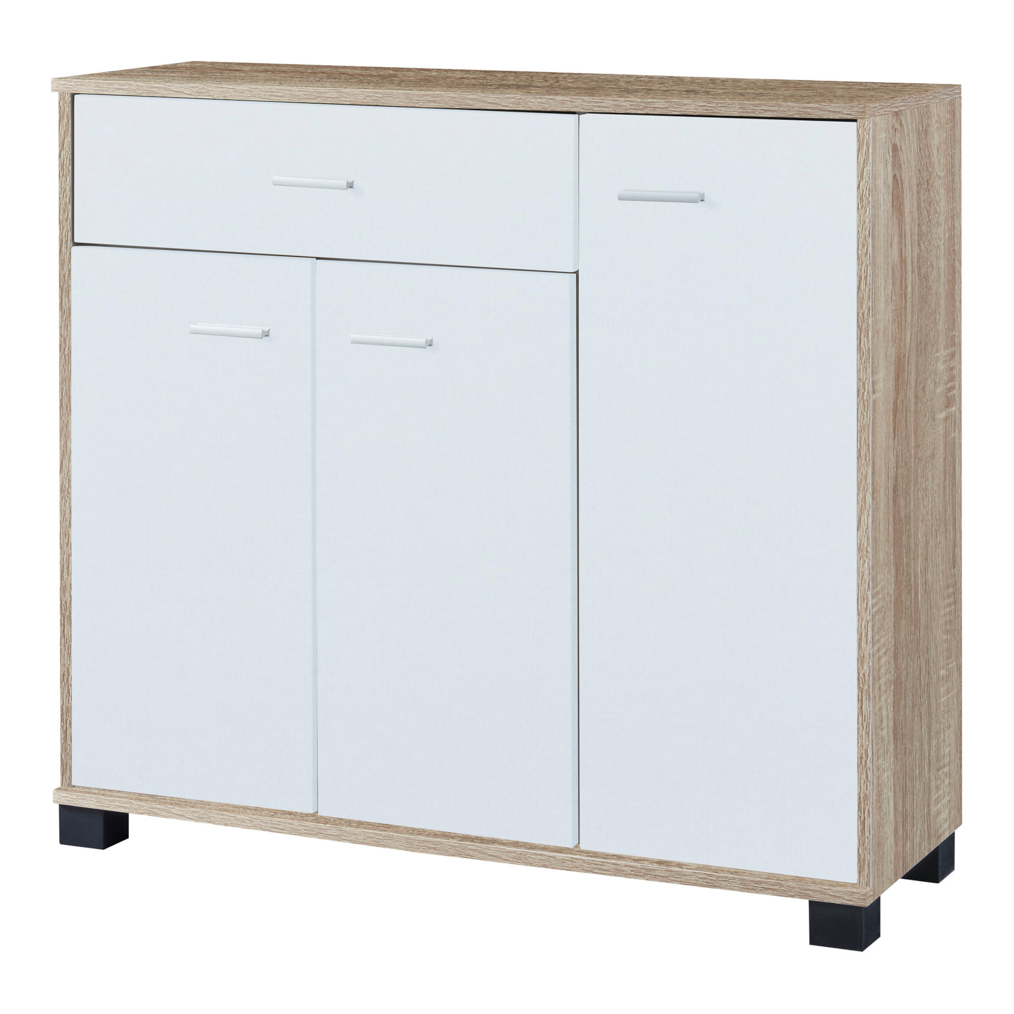 SIDEBOARD Bobeck - Eichefarben/Weiß, Holzwerkstoff (80/72/28cm) - [en.casa]