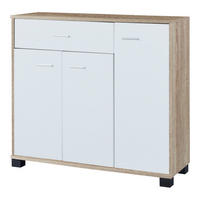 SIDEBOARD Bobeck - Eichefarben/Weiß, Holzwerkstoff (80/72/28cm) - [en.casa]