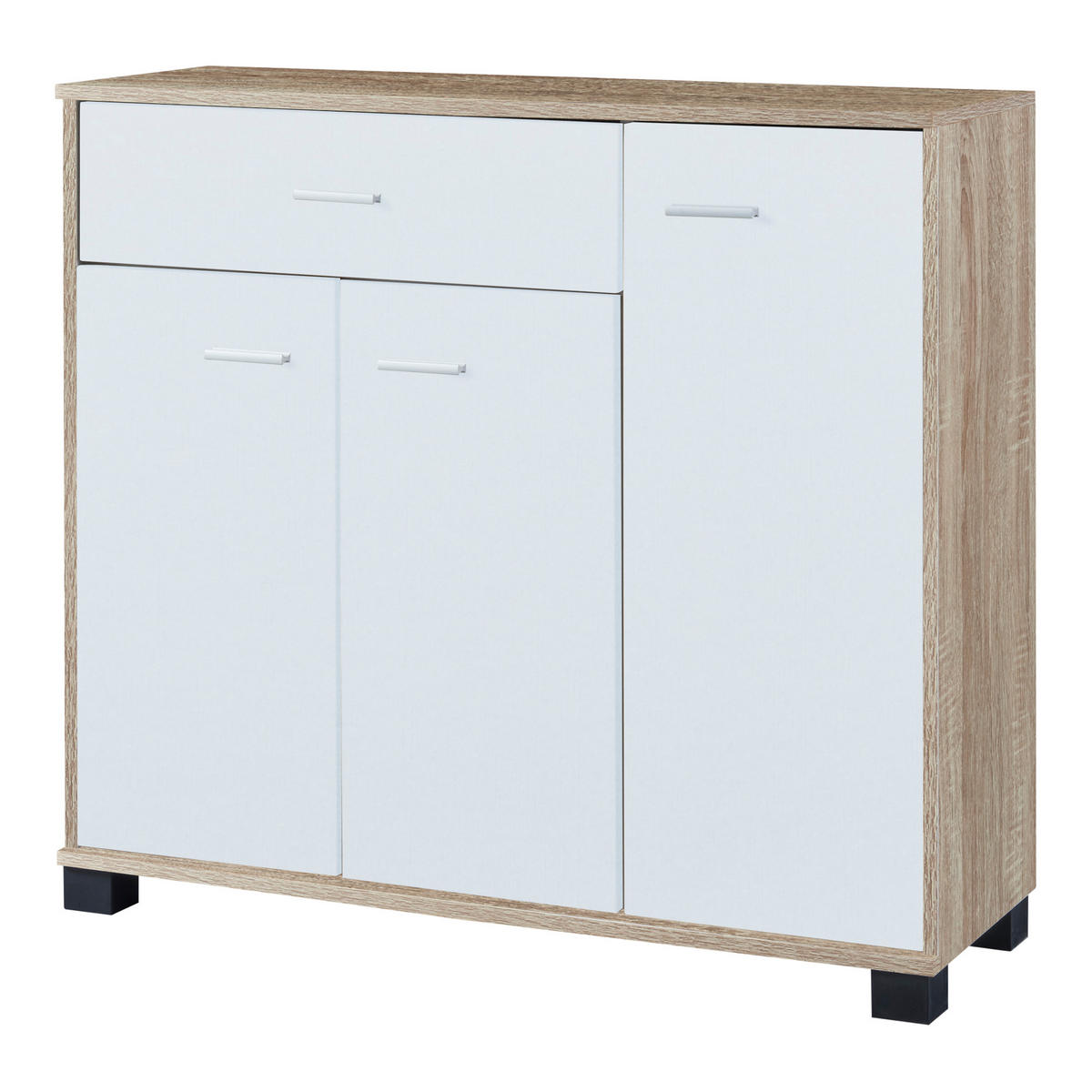 SIDEBOARD Bobeck - Eichefarben/Weiß, Holzwerkstoff (80/72/28cm) - [en.casa]