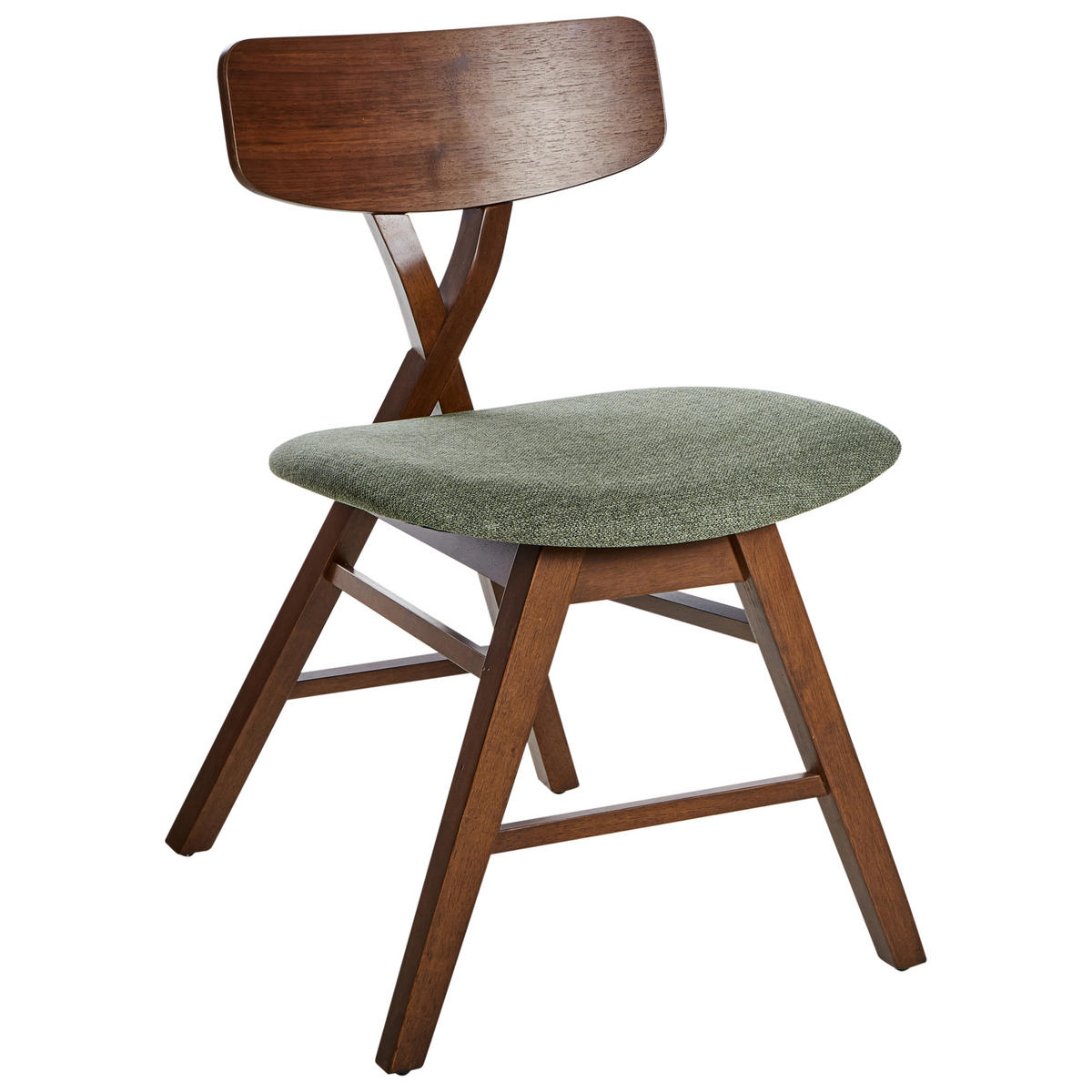 ESSZIMMERSTUHL 2er-Set Holz Dunkelbraun/Grün Leland - Dunkelbraun, Holz (52/78/57cm) - Beliani
