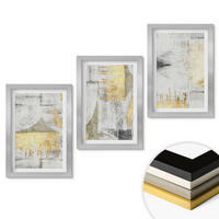WANDBILDER 3er Set - 20x30 cm Silberner Rahmen - Abstrakte modische Malereimuster - Silberfarben, Kunststoff (20/30cm) - ArtPrintCave