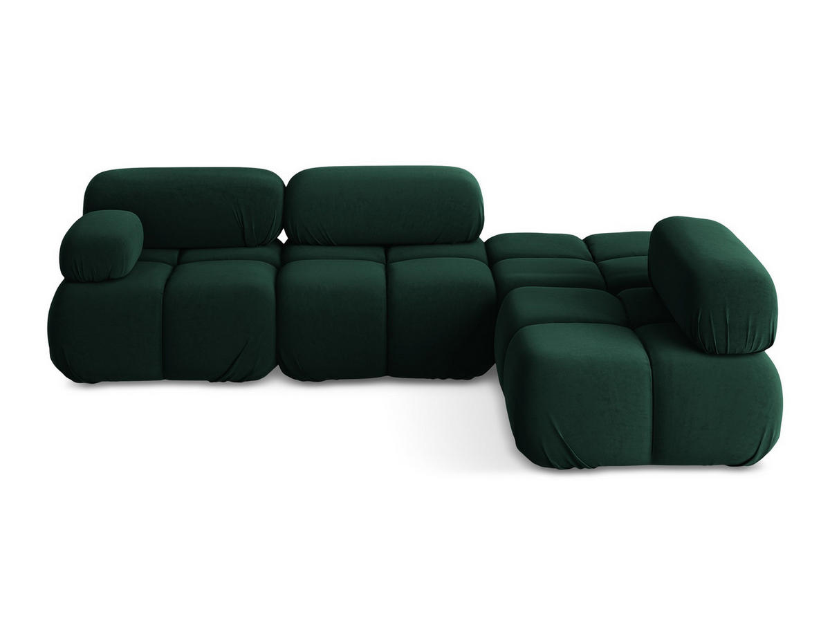 ECKSOFA Rechts Samt Stoff Grün - Blau/Dunkelgrün, Kunststoff/Textil (285/190cm) - Makamii