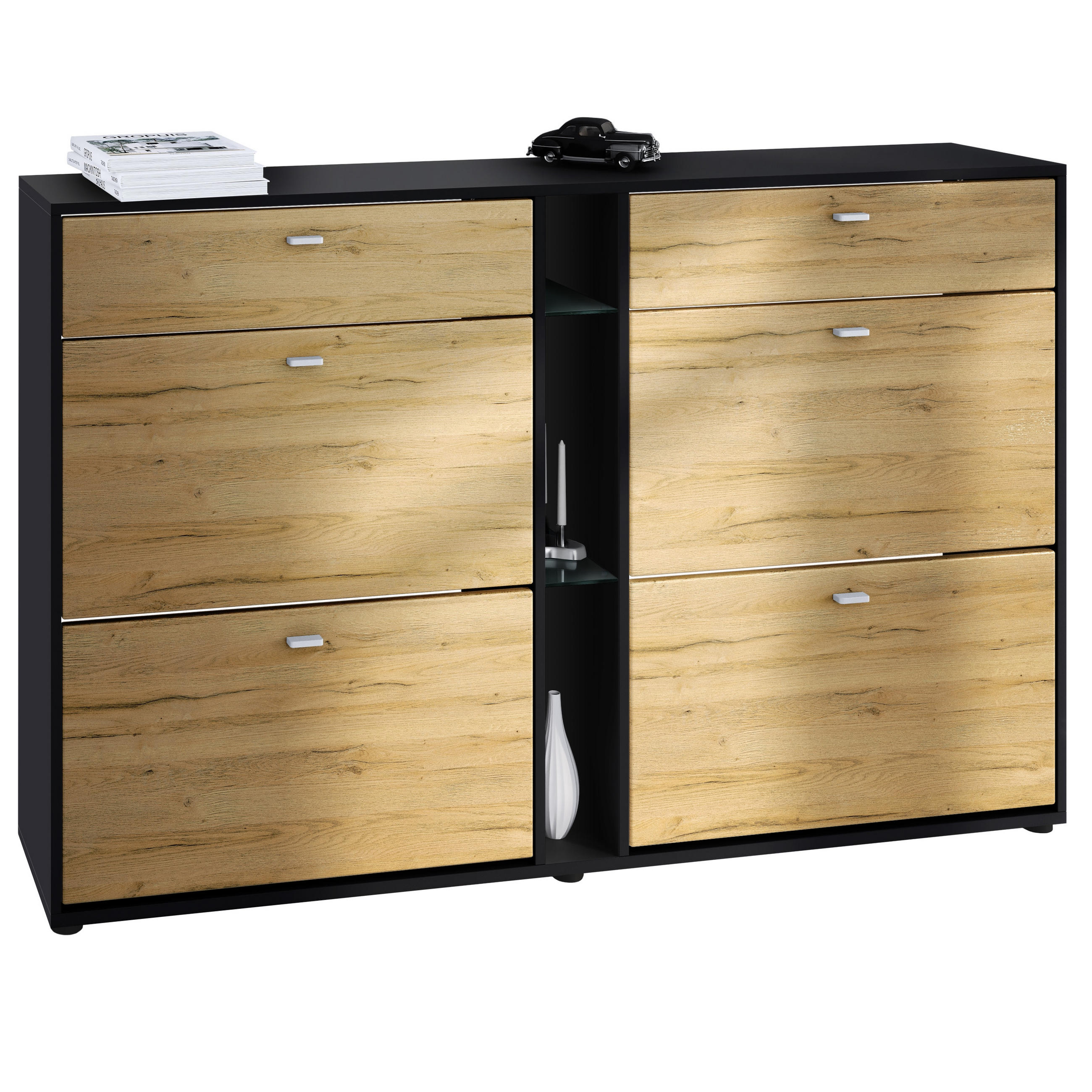 SCHUHSCHRANK Today Fronten in Eiche Natur - Eichefarben, Holzwerkstoff (155.5/95/28cm) - Vladon