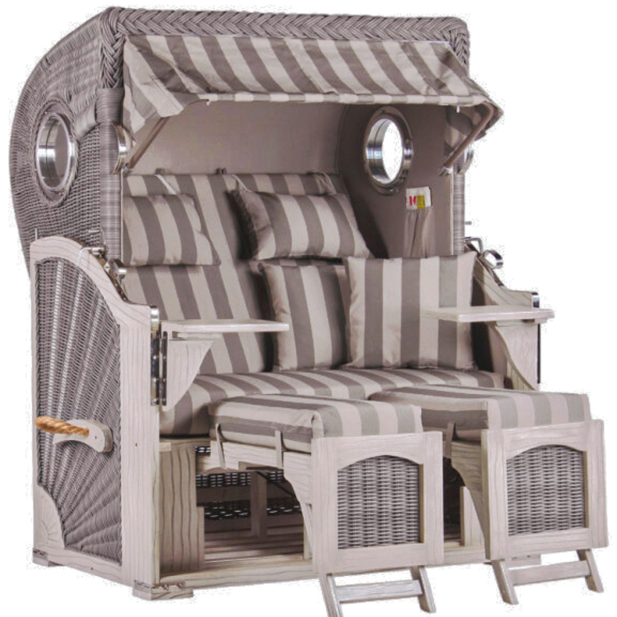 STRANDKORB Düne Koboo Grau Bullaugen - Braun/Grau, Metall (125/170/80cm) - Mr. Deko