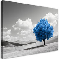 LEINWANDBILD Blaue Baumlandschaft 100x70cm - Blau, Textil (100/70cm) - Feeby