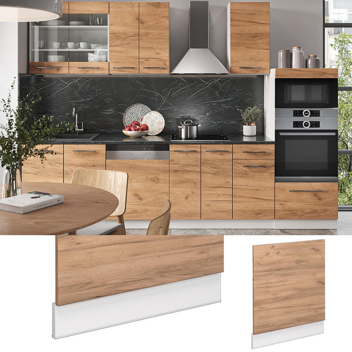 FRONTBLENDE Fame-Line Goldkraft Eiche 60 cm , AP Anthrazit - Honigeiche/Weiß, Holzwerkstoff (60/67.4/1.6cm) - Vicco