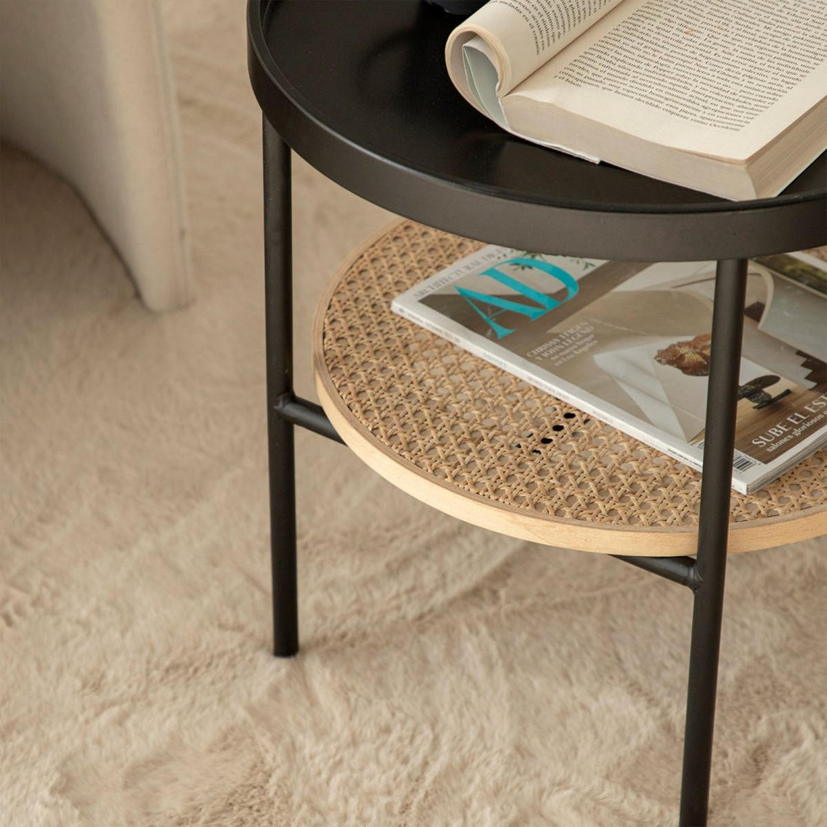 BEISTELLTISCH Niko Schwarz 45 cm x 46,5 cm - Schwarz, Metall (45/45/46cm)