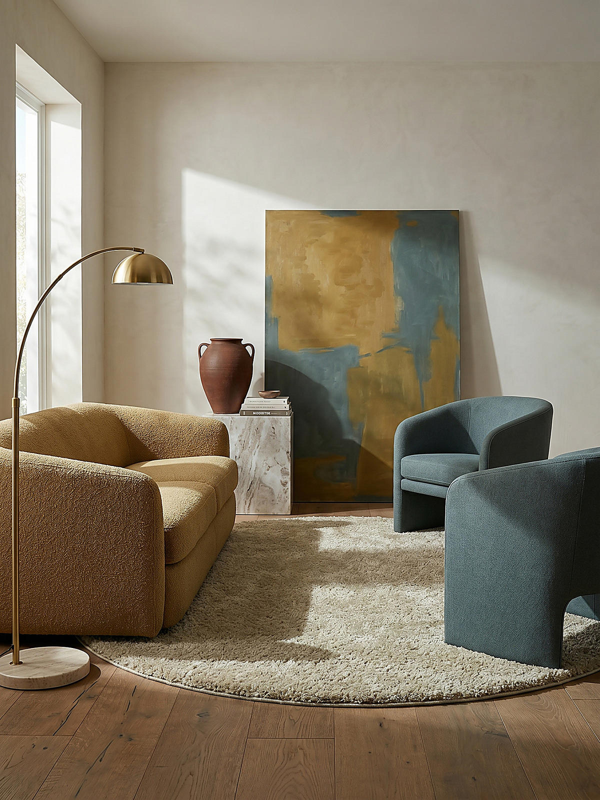 TEPPICH Hochflor Shaggy-Design, teddyweich LYNE, Beige 133x133 cm - Beige, Textil (133/133cm) - KADIMA DESIGN