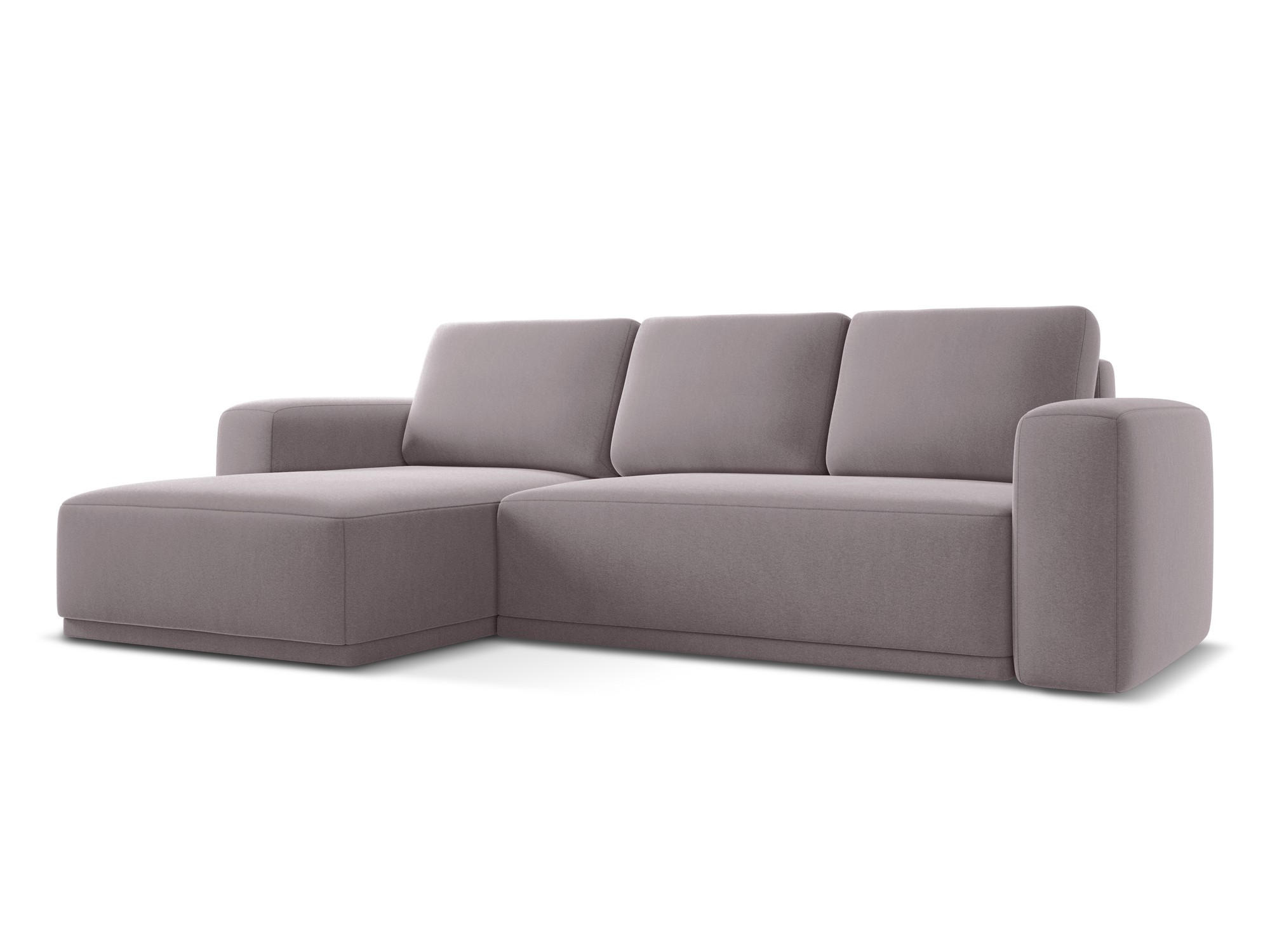 ECKSOFA mit Schlaffunktion Samt Stoff Violett - Lila/Flieder, Kunststoff/Textil (258/160cm) - Makamii