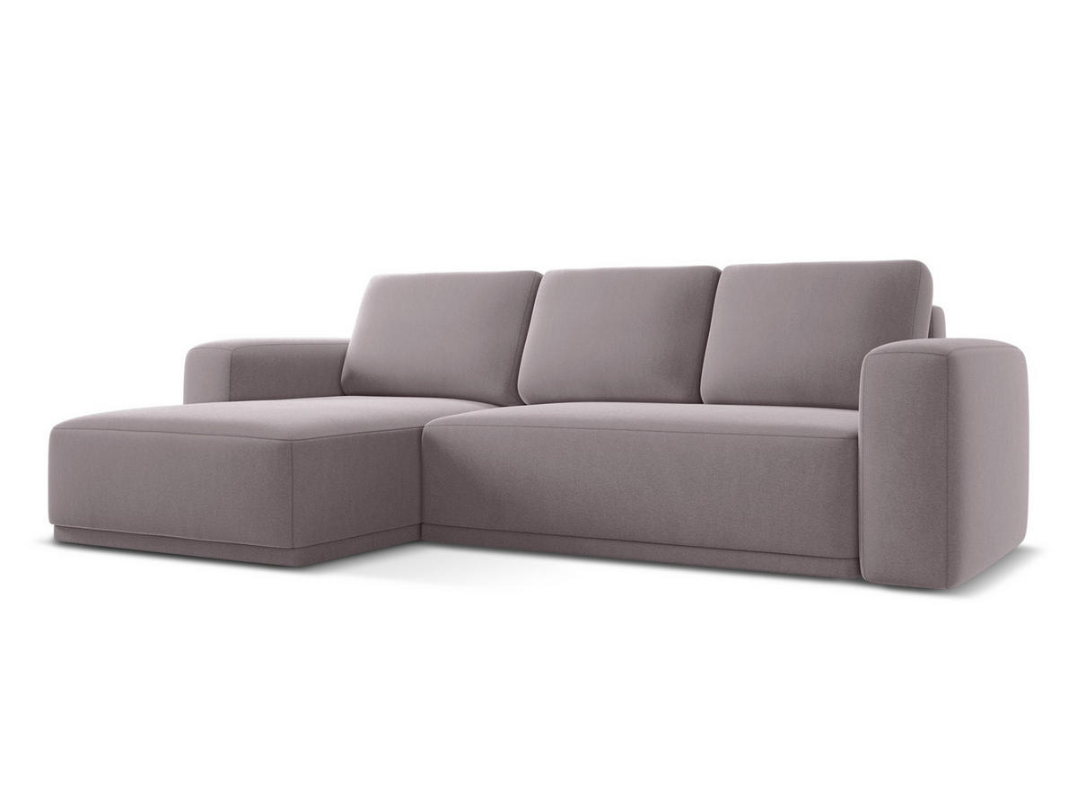 ECKSOFA mit Schlaffunktion Samt Stoff Violett - Lila/Flieder, Kunststoff/Textil (258/160cm) - Makamii