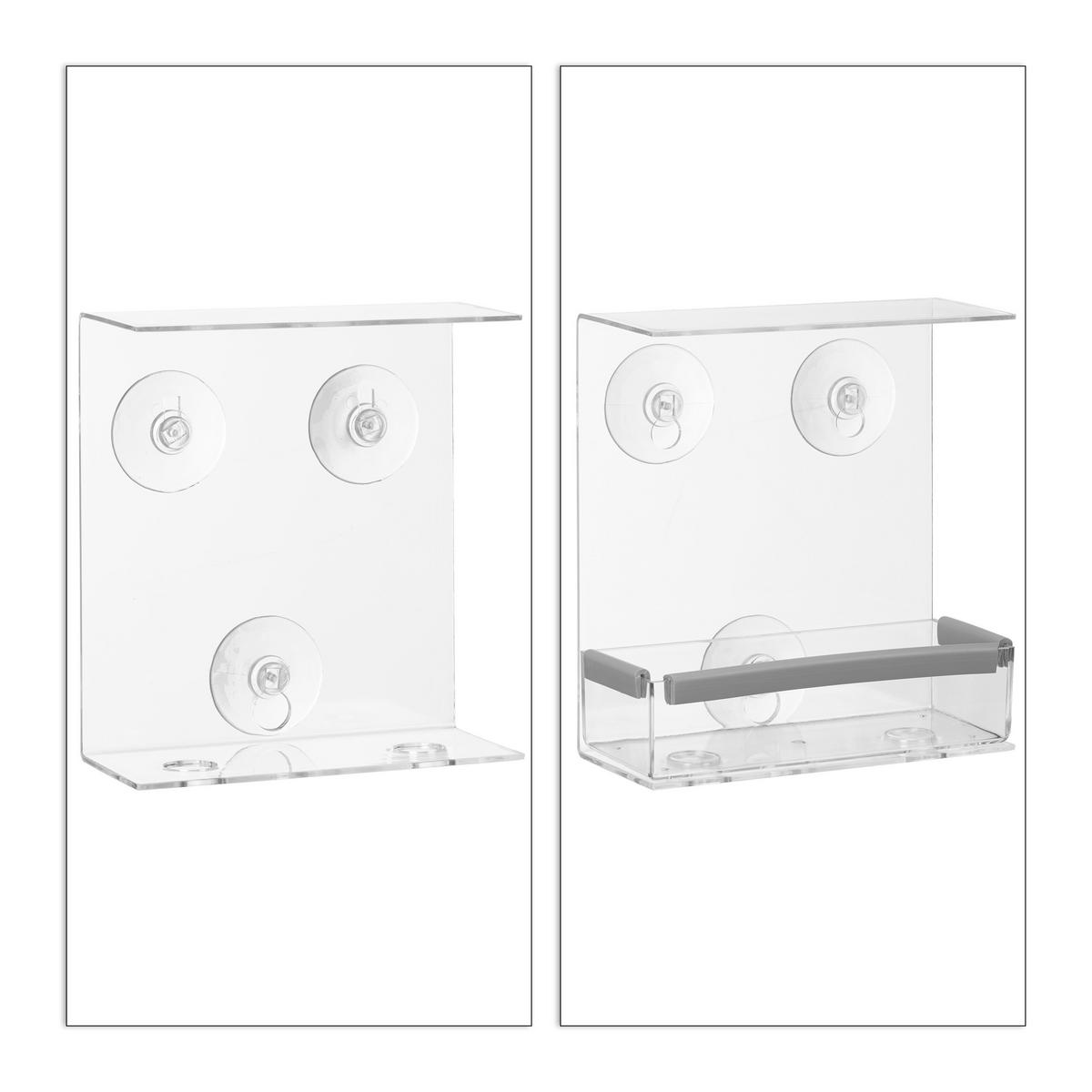 VOGELFUTTERHAUS - Transparent, Kunststoff (15/16.5/7.5cm) - Relaxdays