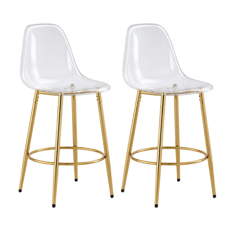 BARHOCKER 2er-Set 66 cm Transparent mit Metallgestell Gold - Goldfarben, Metall (48.5/102/48.5cm) - Meubliv