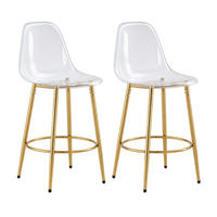 BARHOCKER 2er-Set 66 cm Transparent mit Metallgestell Gold - Goldfarben, Metall (48.5/102/48.5cm) - Meubliv
