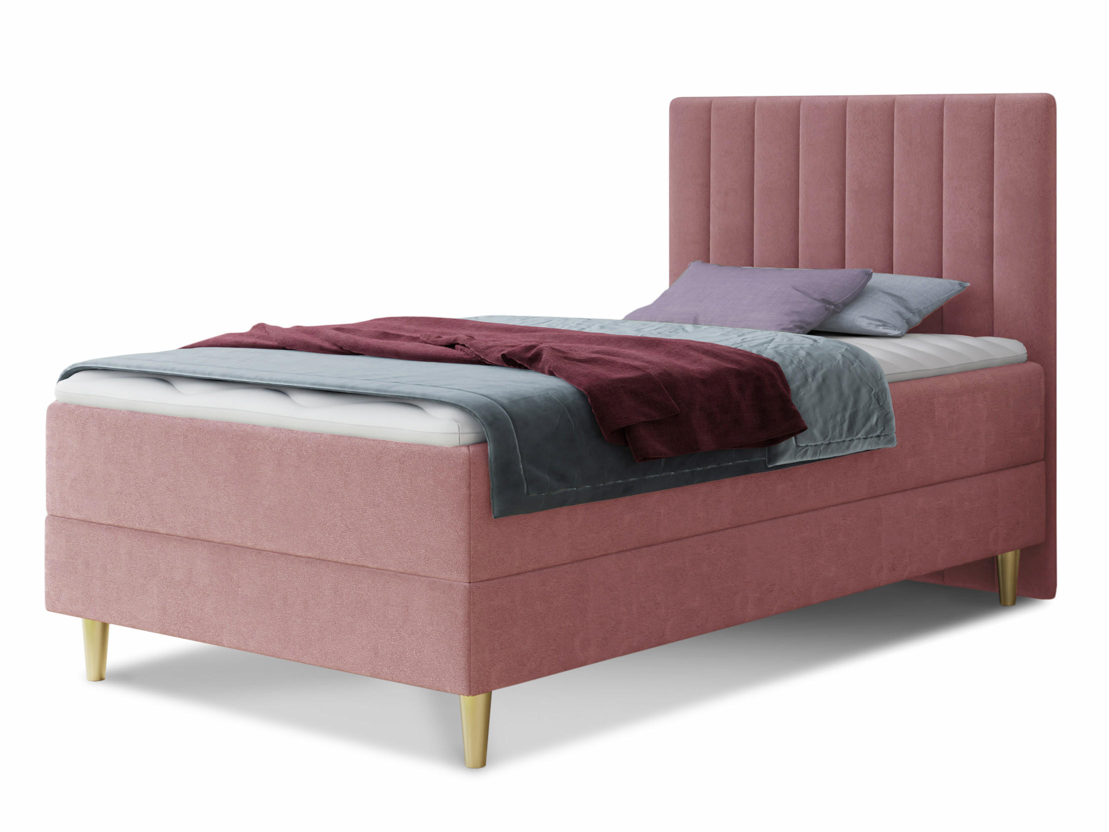 BOXBETT Gold Mini - 90x200 - Pink (Manila 09, Velvet) - Pink/Gelb, Holz/Holzwerkstoff (90/200cm) - Sofnet