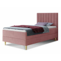 BOXBETT Gold Mini - 100x200 - Pink (Manila 09, Velvet) - Pink/Gelb, Holz/Holzwerkstoff (100/200cm) - Sofnet