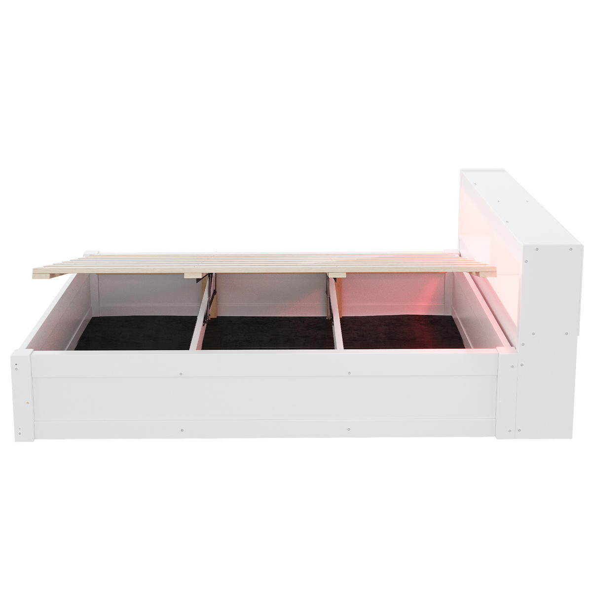 STAURAUMBETT 90/200 cm DE-32627 mit LED Weiß - Weiß, Holzwerkstoff (90/200cm) - ComfortXL