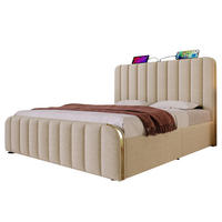 POLSTERBETT 140/200 cm Beige aus Leinen mit Stauraum und Matratze - Beige, Textil (140/200cm) - OKMYHOME