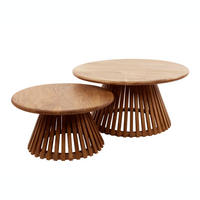 COUCHTISCH-SET VICO AIR Design-Satztische mit offenem Lamellen-Konus - Sandfarben, Holz (80/80/40cm) - alesvelt