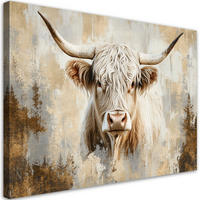 WANDBILD schottische beige gold kuh - Beige, Textil (60/40cm) - Feeby