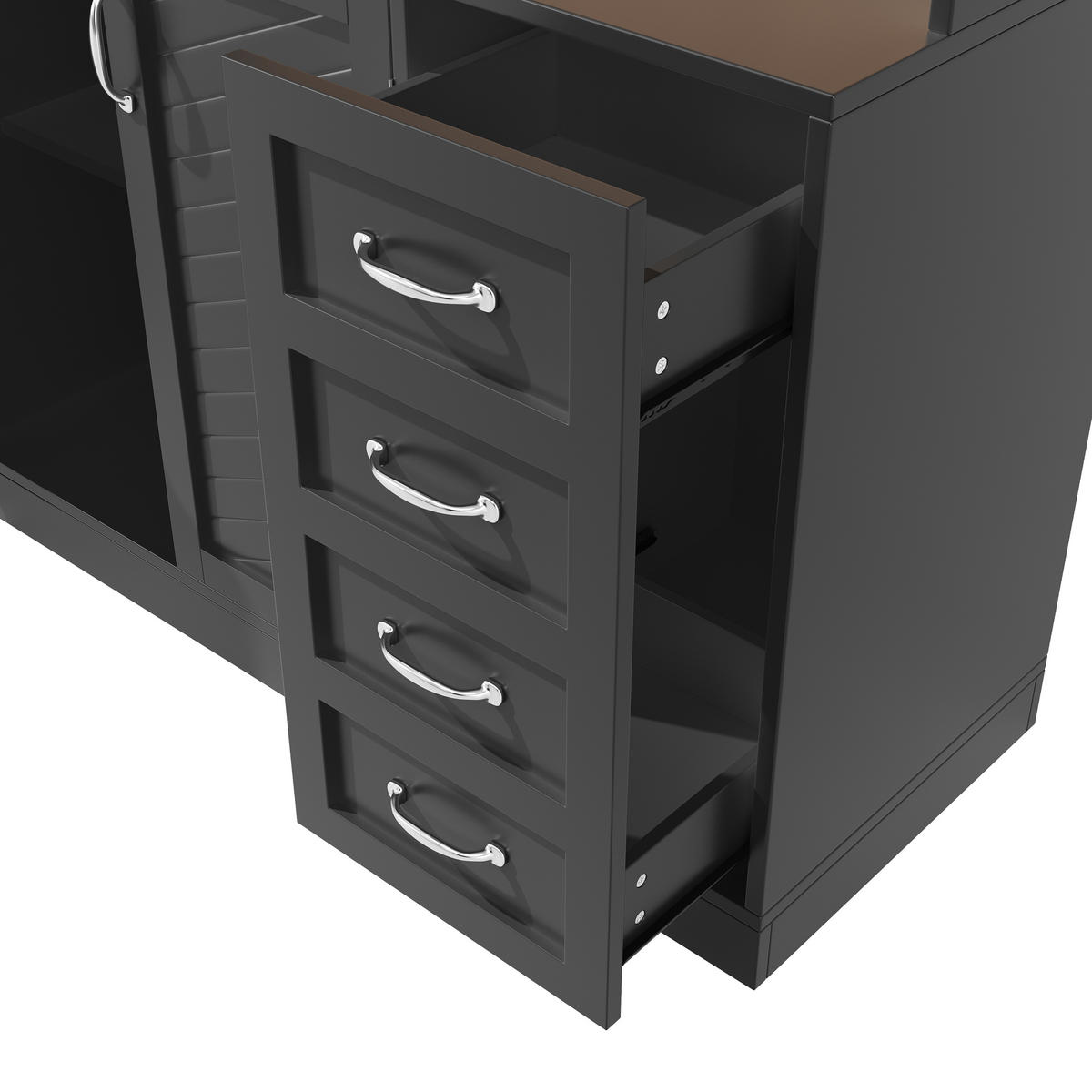 GESCHIRRSCHRANK aus MDF 120x40x188cm in Schwarz mit LED-App-Steuerung - Schwarz, Holzwerkstoff (120/188/40cm) - Modfu