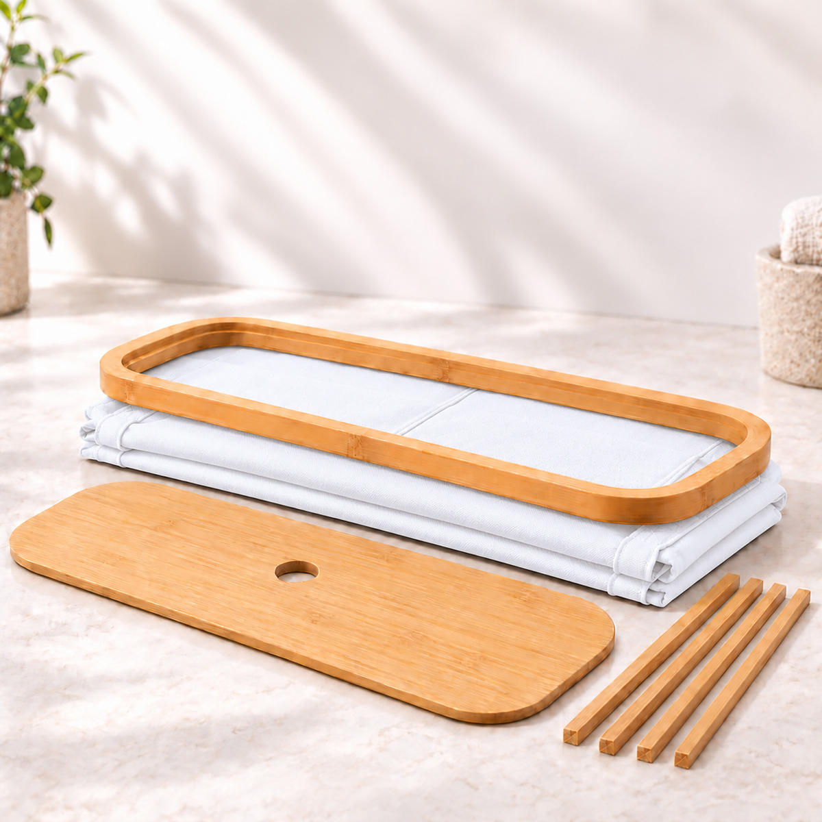 TOILETTENPAPIERBOX Weiß Bambus 12 Rollen - Weiß, Holz/Kunststoff (45/34.5/15cm) - Relaxdays