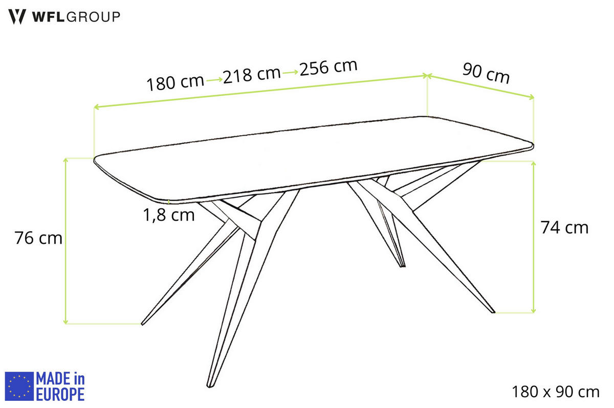ESSTISCH Trax ausziehbar rechteckig oval, Marmor Schwarz 180-260/90/76 - Anthrazit/Schwarz, Holzwerkstoff/Metall (180/90/76cm) - WFL GROUP