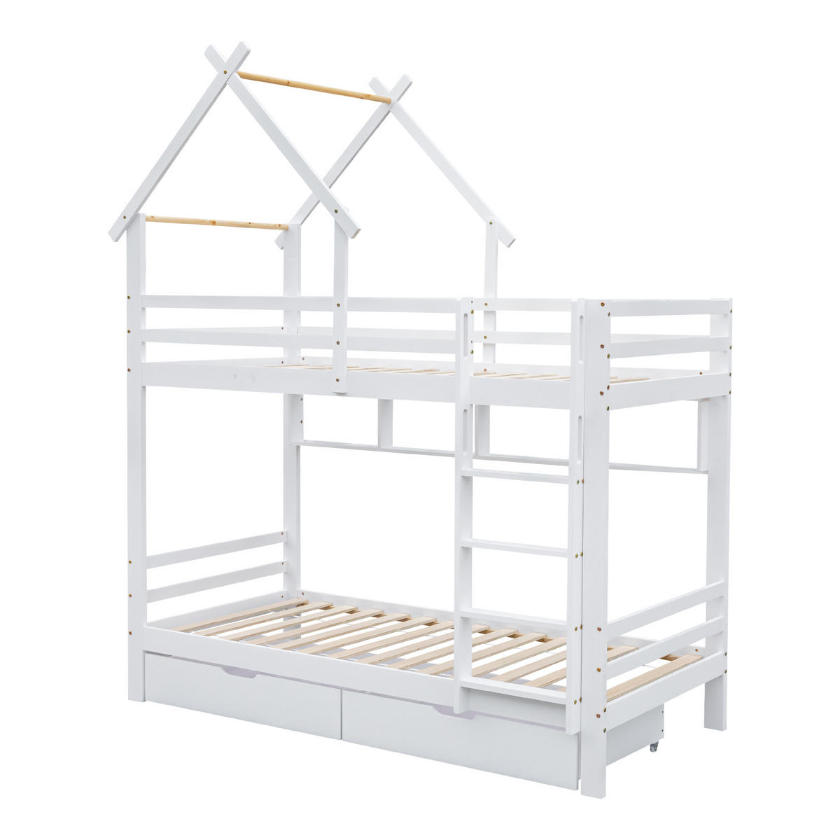 HAUSBETTEN 90/200cmWeiß - Weiß, Holz (205/243/95cm) - Urban Meuble