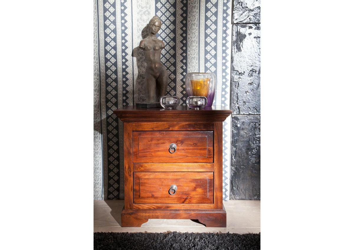 NACHTTISCH Akazie 52x40x54 nougat lackiert OXFORD #905 - Dunkelbraun, Holz (52/54/40cm) - Massivmoebel24