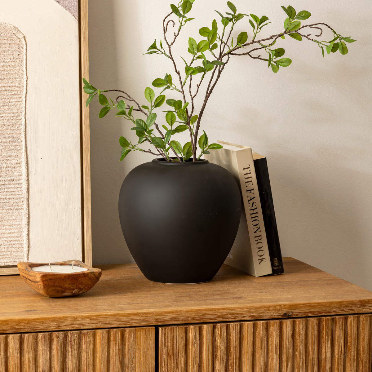 VASE Keramik Kugel Rily 22 cm - Schwarz, Keramik (22cm) - Atmosphera Createur d´interieur
