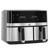 HEISSLUFTFRITTEUSE DE-07932 2 Körbe (5,2 L & 3,3 L), 8 Programme Schwarz+Silber - Schwarz, Metall (39.2/31.1/41.8cm) - ComfortXL
