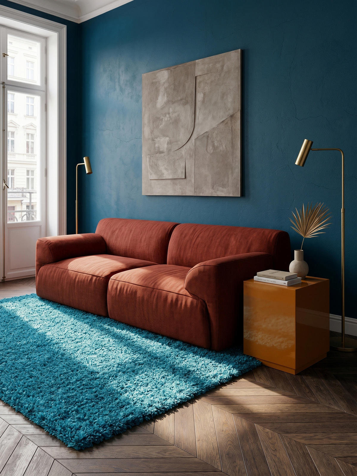 TEPPICH Hochflor Unifarben Polypropylen Wohnzimmer Shaggy Türkis Rechteckig 120x170 - Blau, Textil (170/120cm) - KADIMA DESIGN