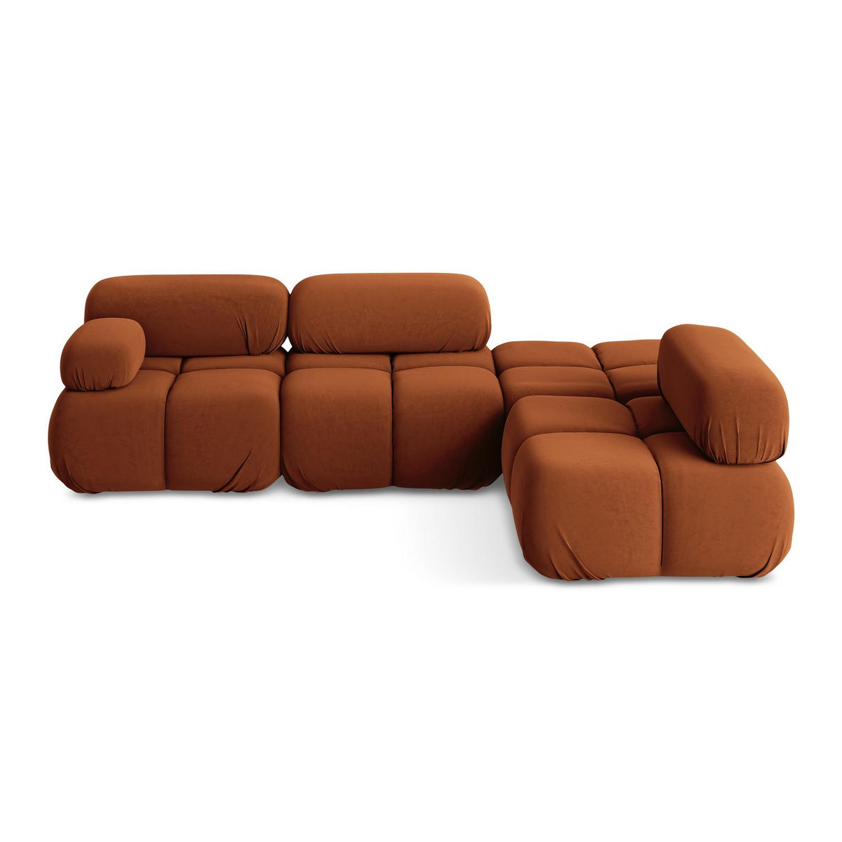 ECKSOFA Rechts Samt Stoff Orange - Beige/Terracotta, Kunststoff/Textil (285/190cm) - LaMiaSofa