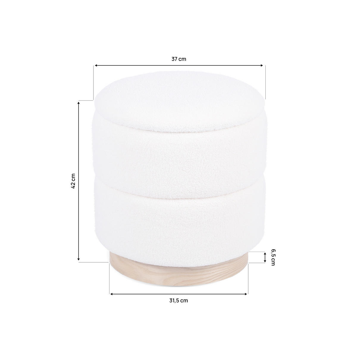 TRUHENHOCKER Roméo aus weißem Frotteestoff - Weiß, Holzwerkstoff/Textil (37/42/37cm) - Sicaan