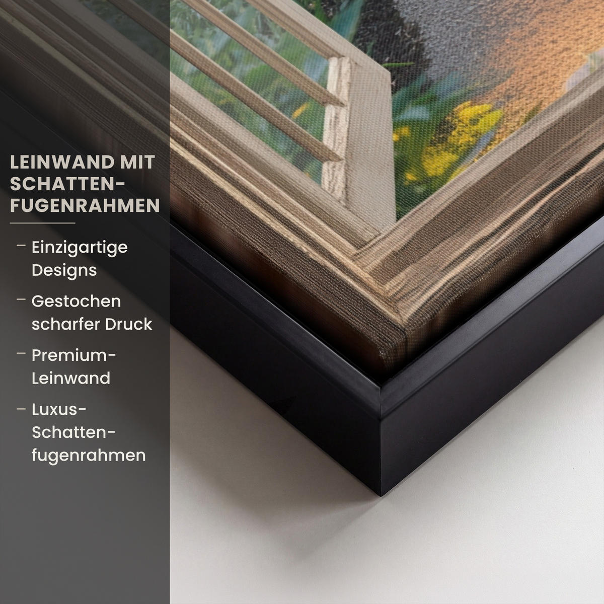 LEINWAND Bilder mit Rahmen - Aussicht - Blumen - Natur - Sonne - Weg - 70x100 - Hellgelb, Textil (70/100cm) - MuchoWow