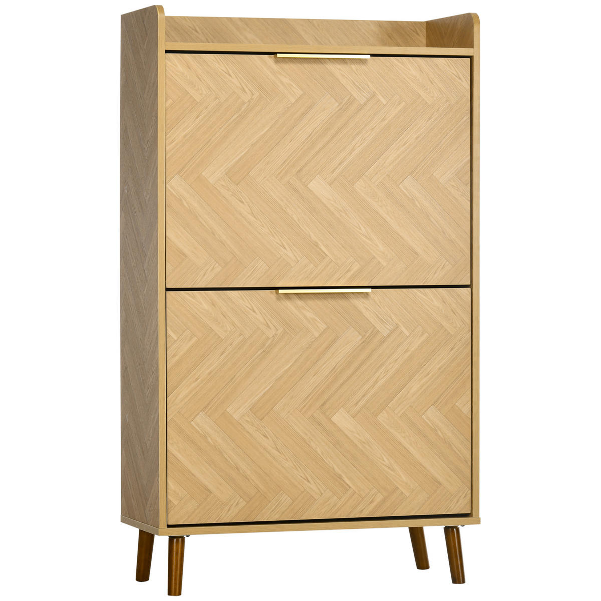 SCHUHSCHRANK DE-14985 Vintage mit Fischgrätmuster Holzoptik - Naturfarben, Holzwerkstoff (70/120/30cm) - ComfortXL