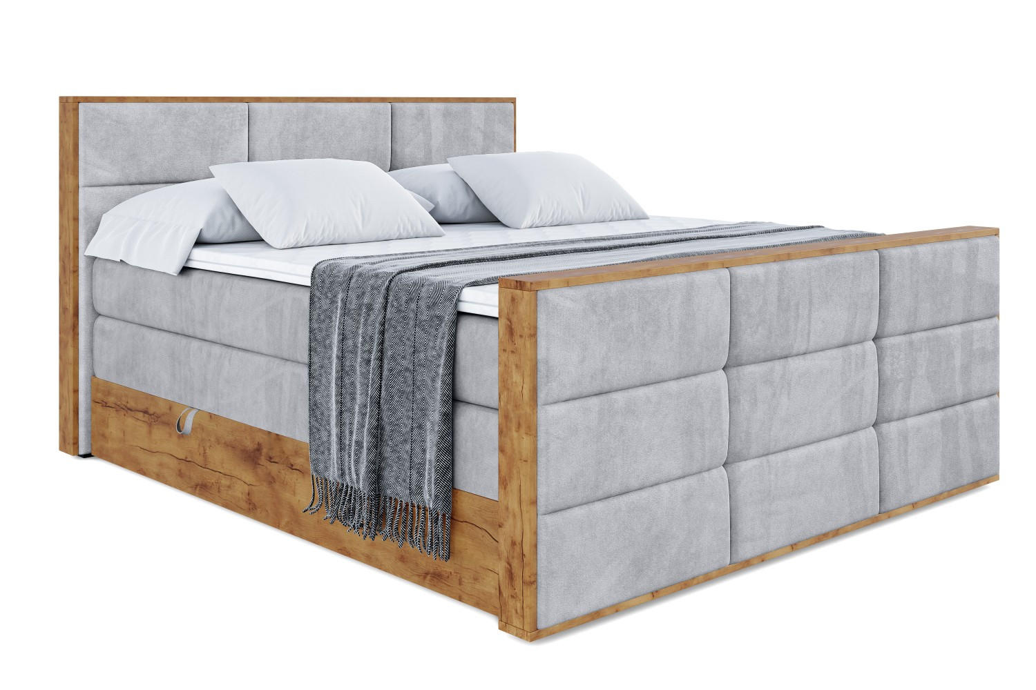 BOXSPRINGBETT mit Matratze H3|H4 und Lattenrost - LOLLI1-Z KING-160x200 - Grau Monolith - Grau, Holzwerkstoff (160/200cm) - ALTDECOR
