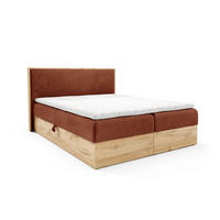 BOXBETT Holzoptik Sonoma mit Topper 160x200 cm Rost - Orange, Textil (160/200cm) - Home Collective