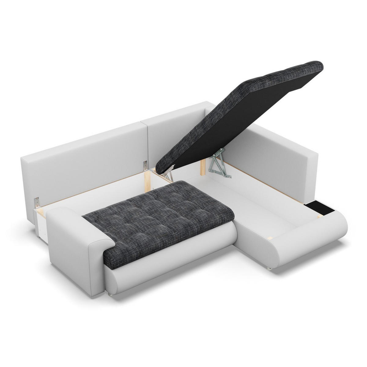 ECKSOFA RECHTS MIT SCHLAFFUNKTION FORESTA, Schwarz + Grau - Schwarz/Grau, Textil (230/200cm) - Mebligo