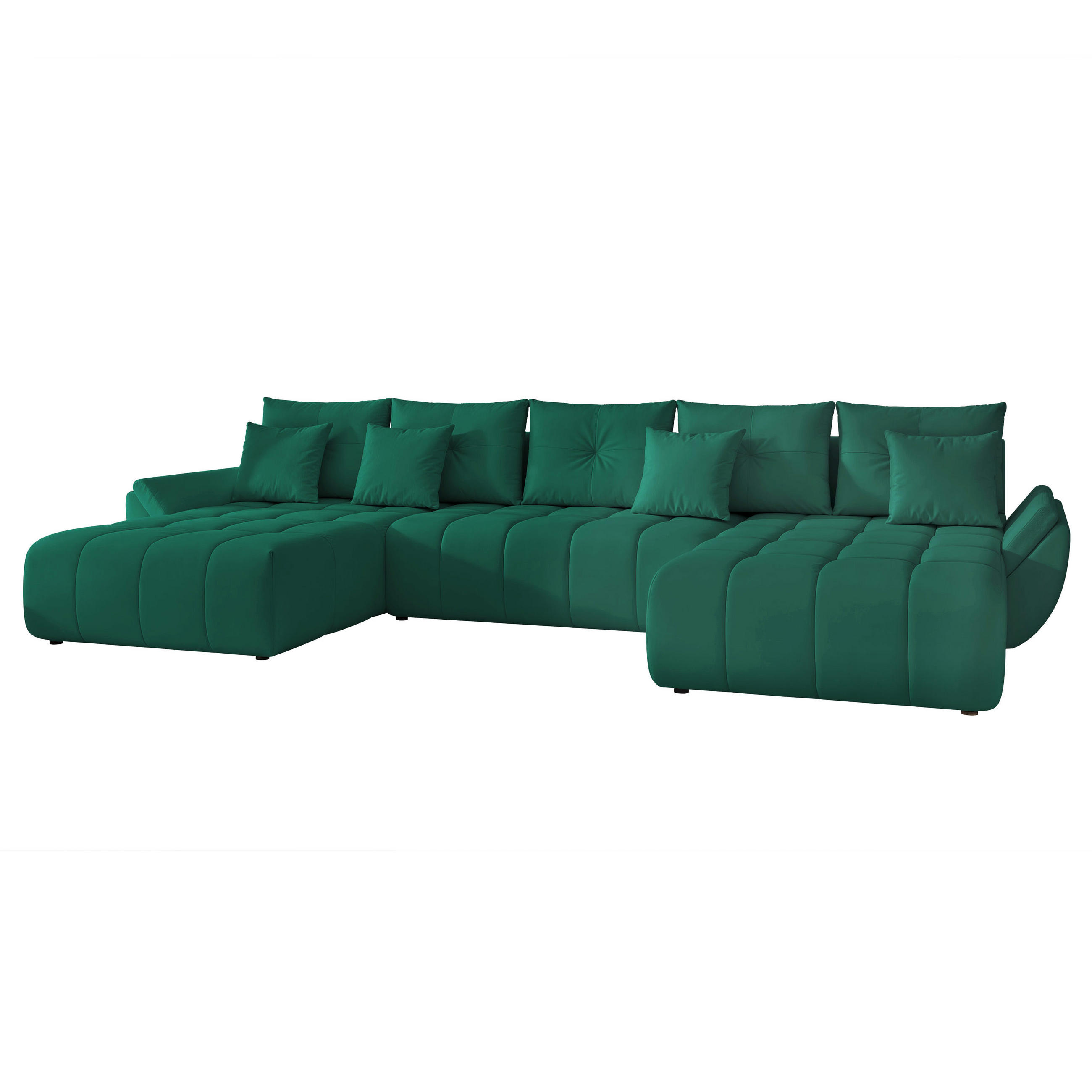 WOHNLANDSCHAFT DIEGO mit Schlaffunktion und Bettkasten Grün - Grün, Holzwerkstoff/Kunststoff (382/91/190cm) - Idohome