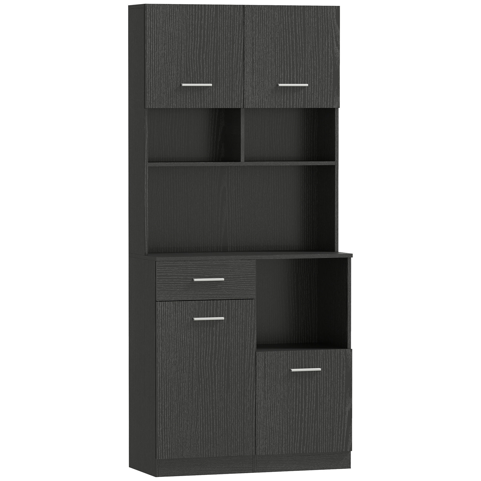 KÖKSSKÅP Högskåp med justerbar hylla och låda, svart 180/35/80 cm