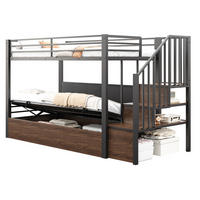 PATROVÁ postel 90/200 cm černá z kovu a MDF s úložným prostorem - černá, plast (90/200cm) - OKWISH