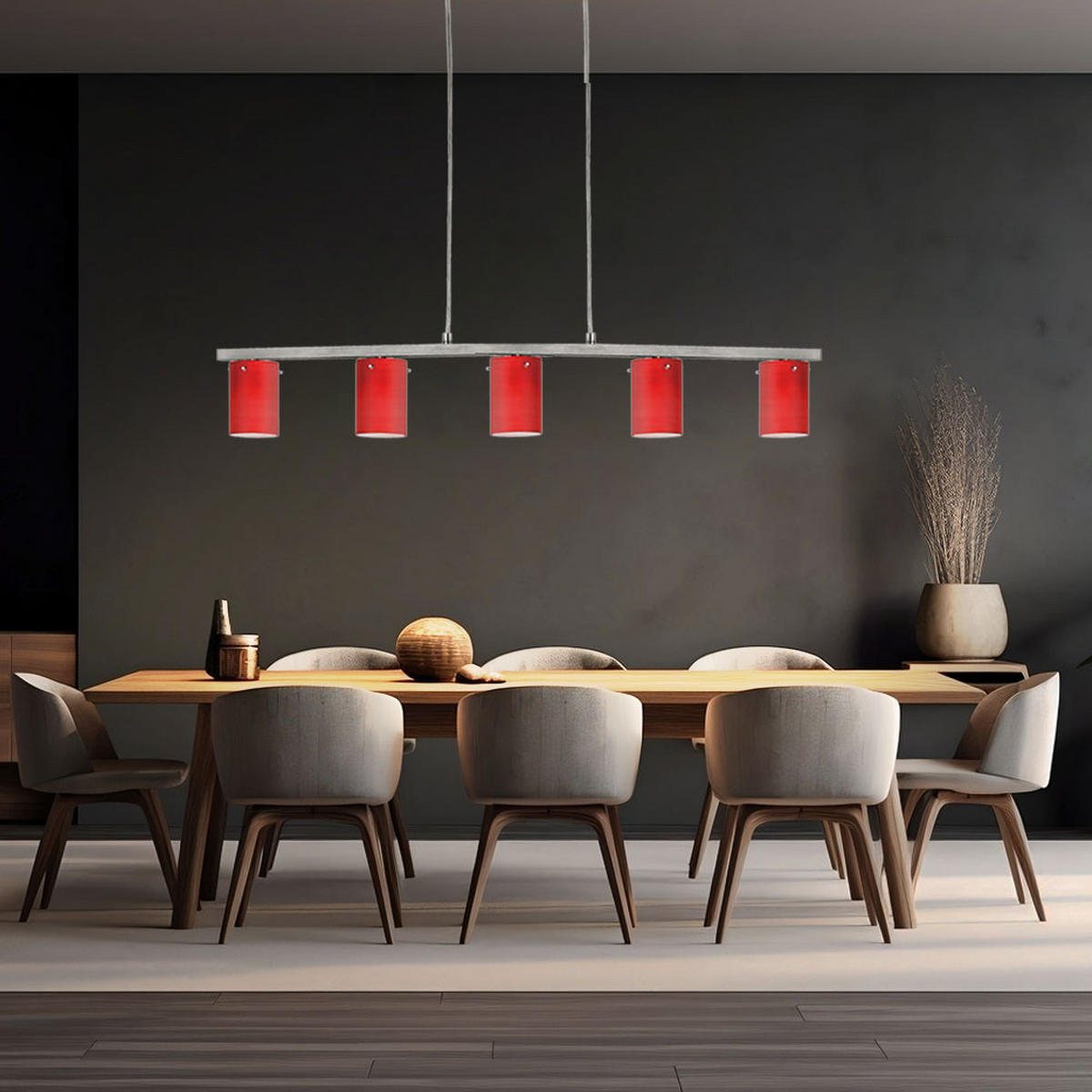 LED HÄNGELEUCHTE DRESS Aluminium Rot - Rot, Metall (91.5/7/110cm)