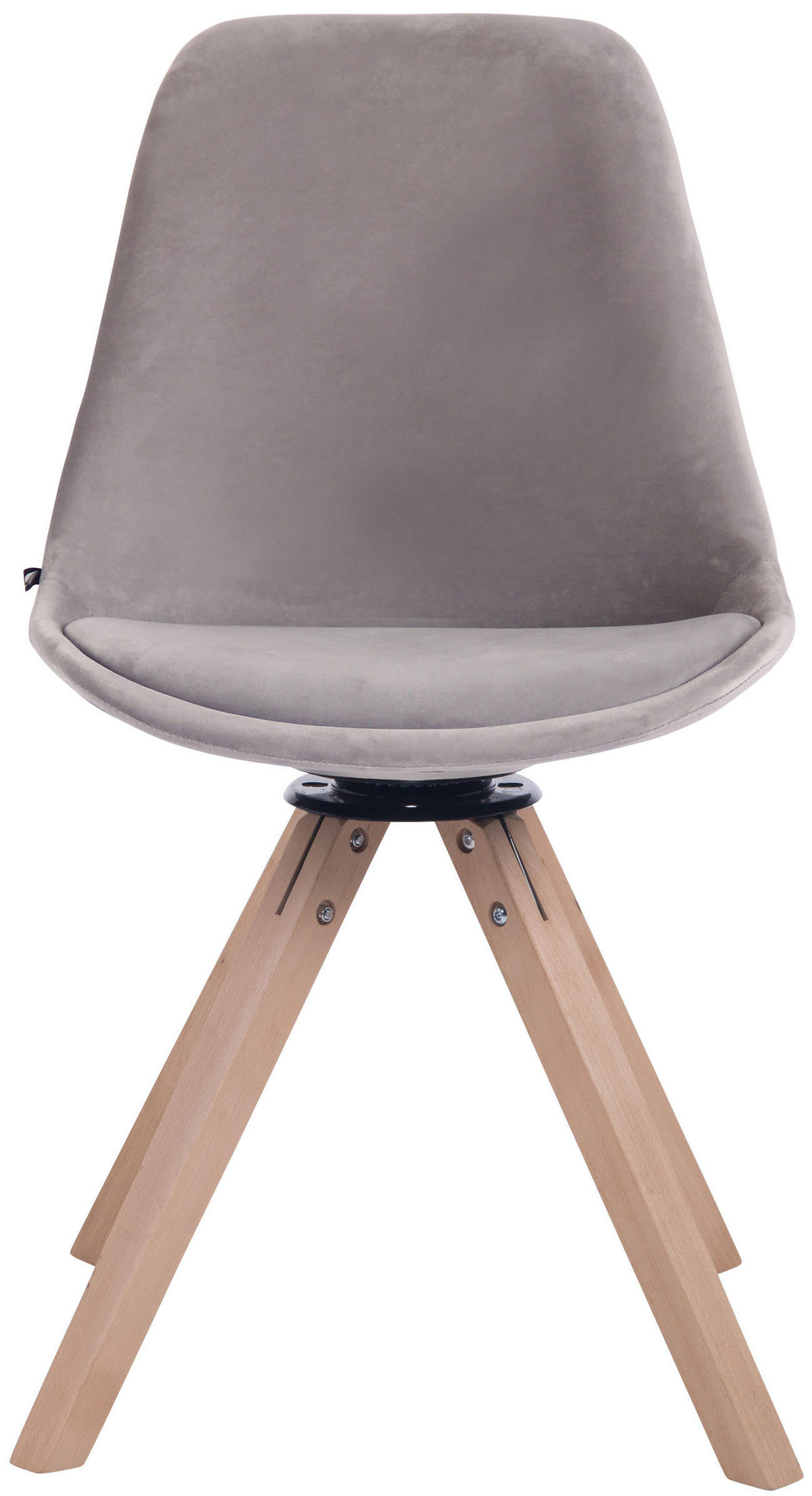 STUHL Samt grau - Eukalyptusholzfarben/Grau, Holz/Textil (48/84/56cm) - CLP