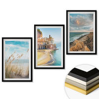 WANDBILDER 3er-Set - 40x60 cm Schwarzer Rahmen - Landschaften Strand Klippen Stadt - Schwarz, Kunststoff (40/60cm) - ArtPrintCave