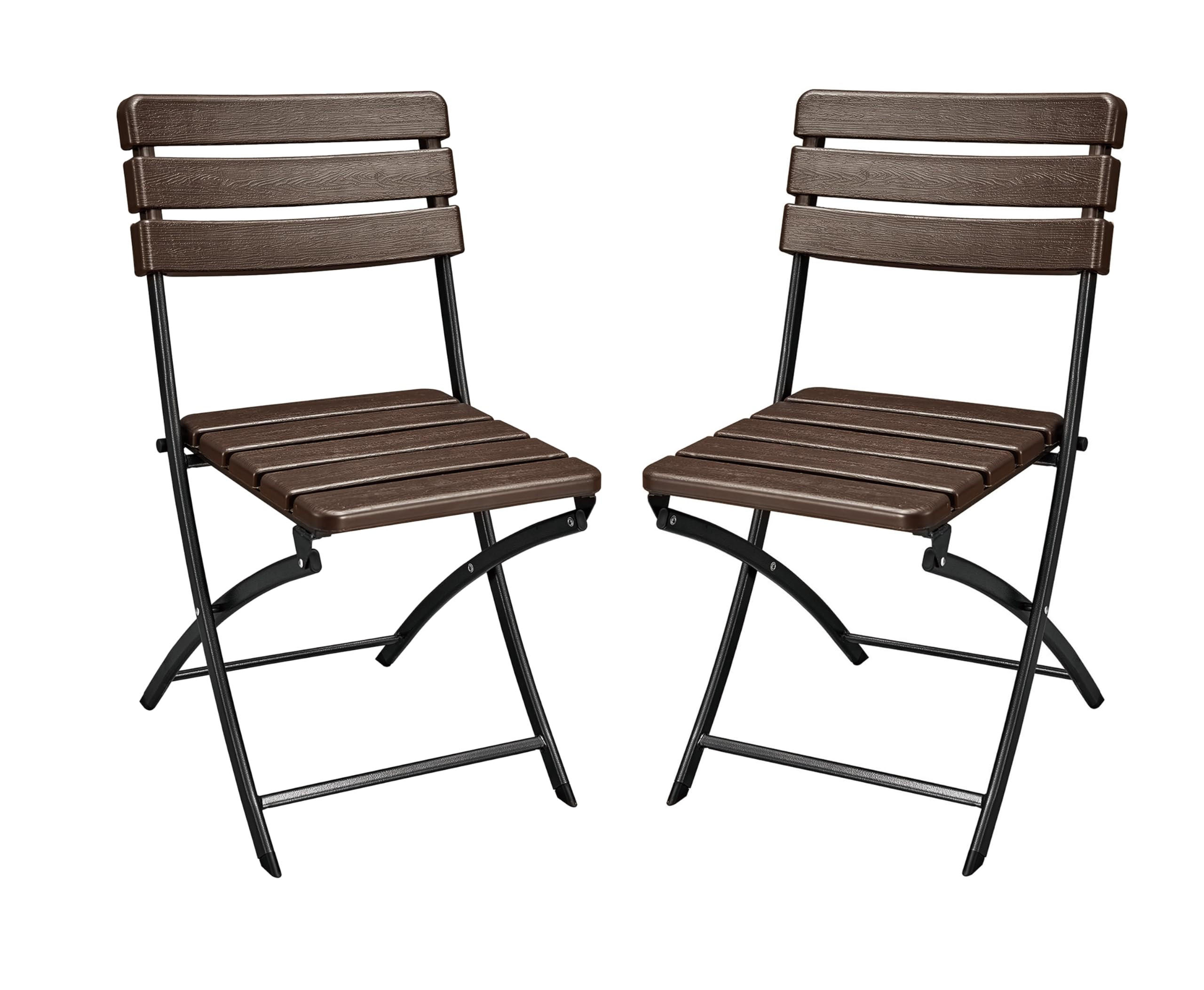 GARTENSTUHL 2er Set Lena Holz-Optik Klappstuhl - Braun, Kunststoff (46/81/55cm) - DELUKE