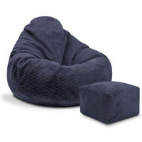 SITZSACK PARADISE MIT FUßSTÜTZE Kordsamt 2-tlg Blueberry Pie M - Dunkelblau, Textil (90/100/90cm) - Dreamroots