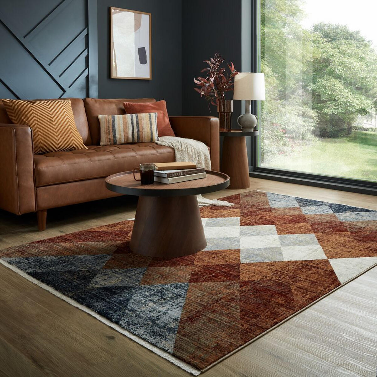 TEPPICH mit Fransen OGMORE, geometrisch, Rot-Blau, 80 x 154 cm - Rot, Textil (80/154cm) - KADIMA DESIGN