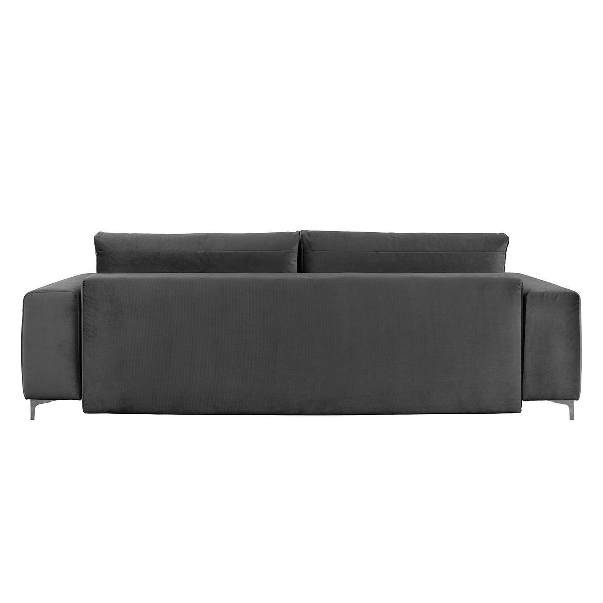 SCHLAFSOFA - Samt - Dunkelgrau/Silberfarben, Textil/Metall (265/91/105cm) - home24
